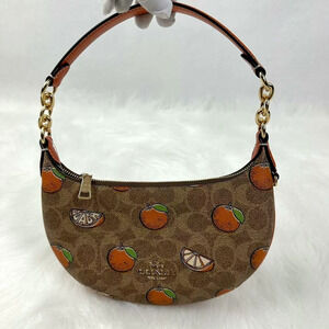 Coach Mini Payton Bag In Signature Canvas With Orange Print In Tan CBA78 NWT